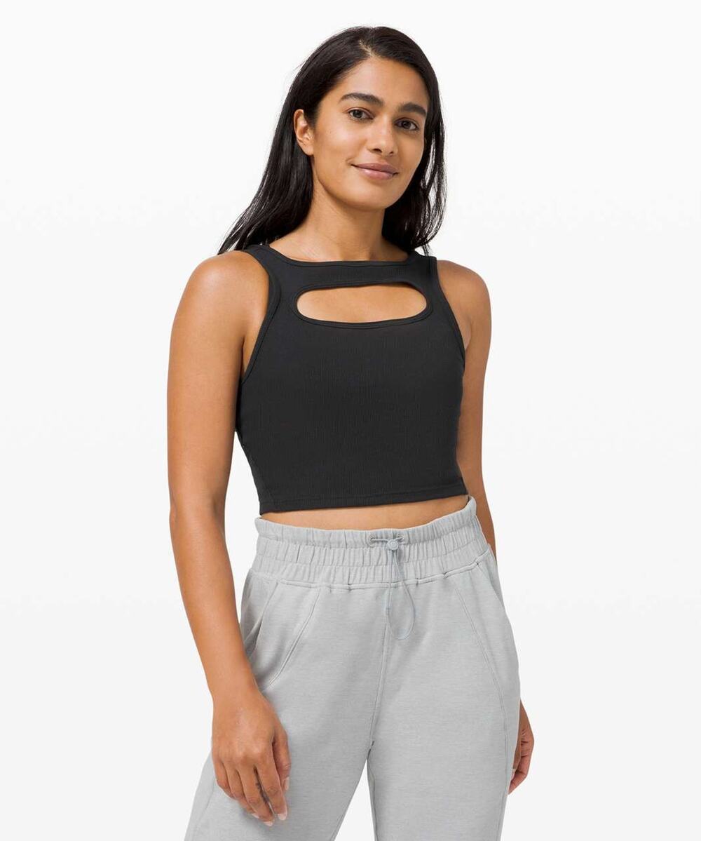$48 Lululemon LA Black Cut-Out Crop Tank - 4